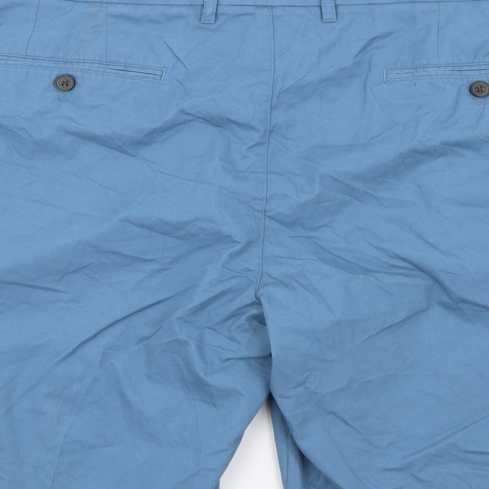 Marks and Spencer Mens Blue Cotton Chino Shorts Size 44 in L11 in Regular Zip