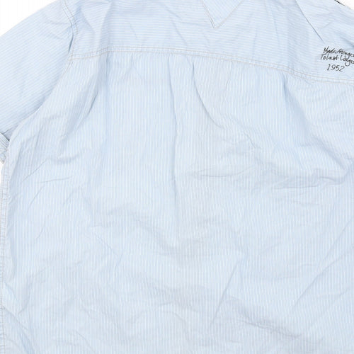 O'Neill Mens Blue Striped Cotton Button-Up Size M Collared Button