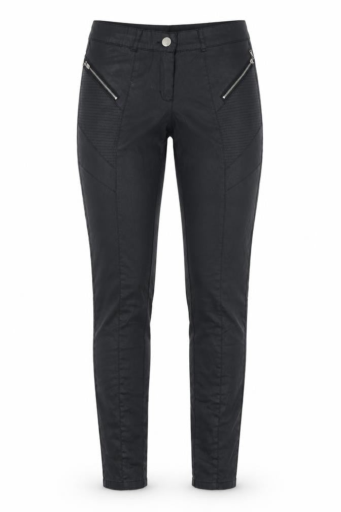 Luizacco Womens Black Cotton Skinny Jeans Size S L32 in Regular Zip - Leather Coated