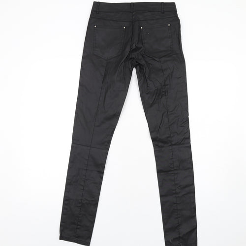 Luizacco Womens Black Cotton Skinny Jeans Size S L32 in Regular Zip - Leather Coated