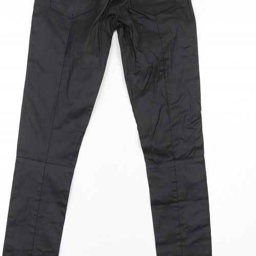 Luizacco Womens Black Cotton Skinny Jeans Size S L32 in Regular Zip - Leather Coated
