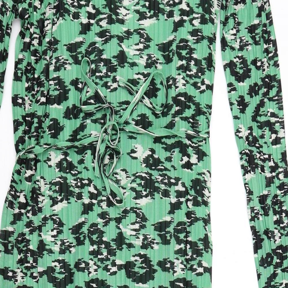 Marks and Spencer Womens Green Geometric Polyester Bodycon Size 12 Round Neck Pullover