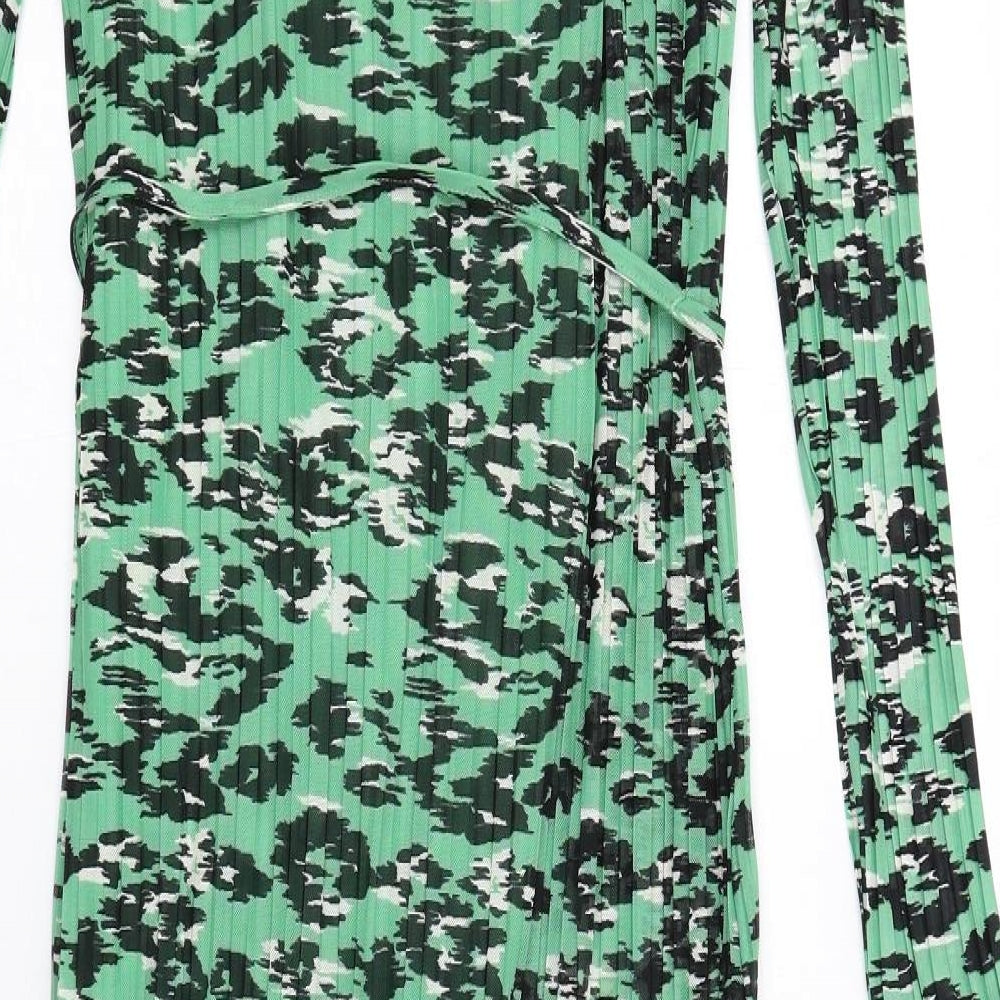 Marks and Spencer Womens Green Geometric Polyester Bodycon Size 12 Round Neck Pullover