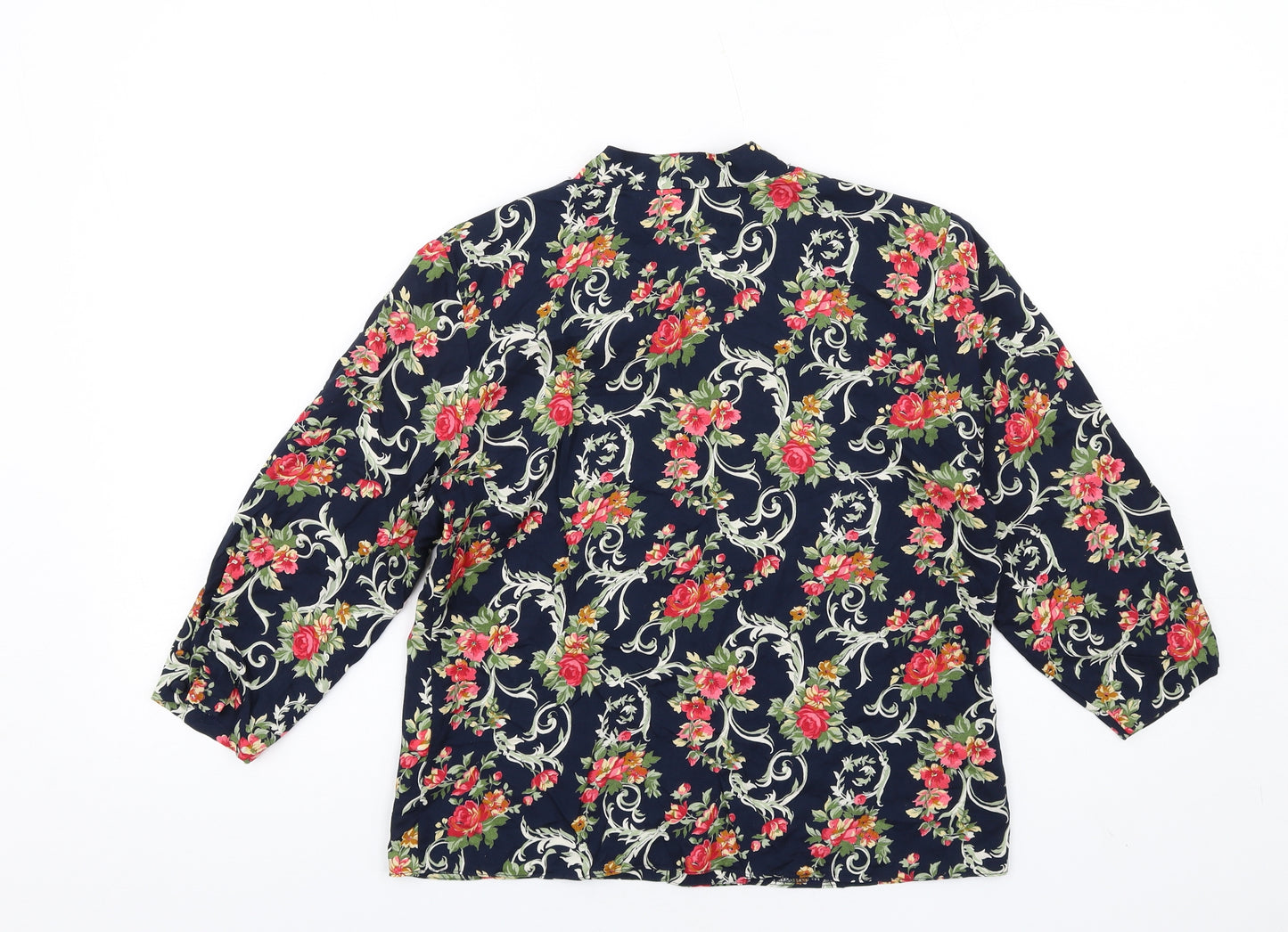 Anne Brooks Womens Multicoloured Floral Viscose Basic Button-Up Size 12 V-Neck