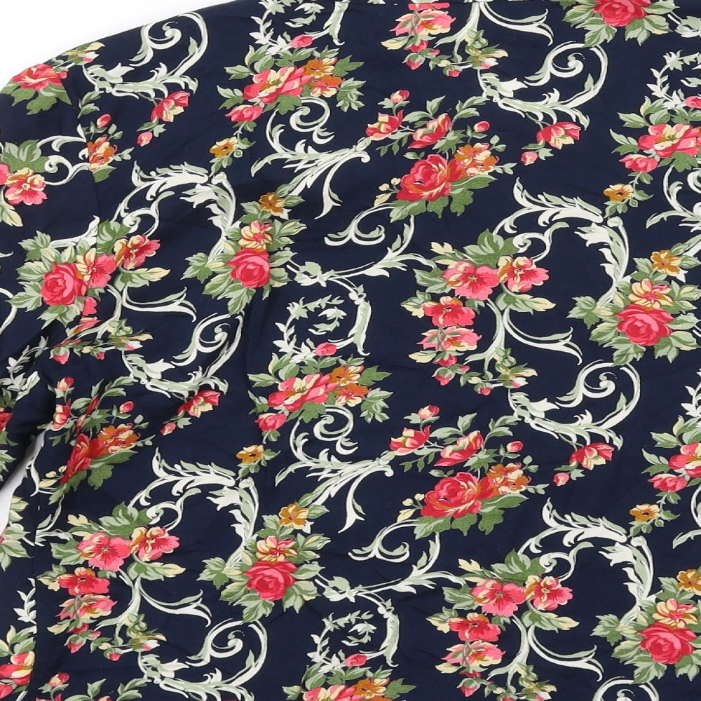 Anne Brooks Womens Multicoloured Floral Viscose Basic Button-Up Size 12 V-Neck