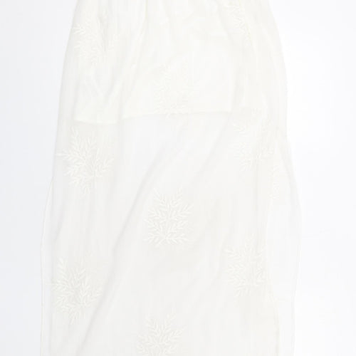 Zara Womens Ivory Polyester A-Line Skirt Size M Drawstring