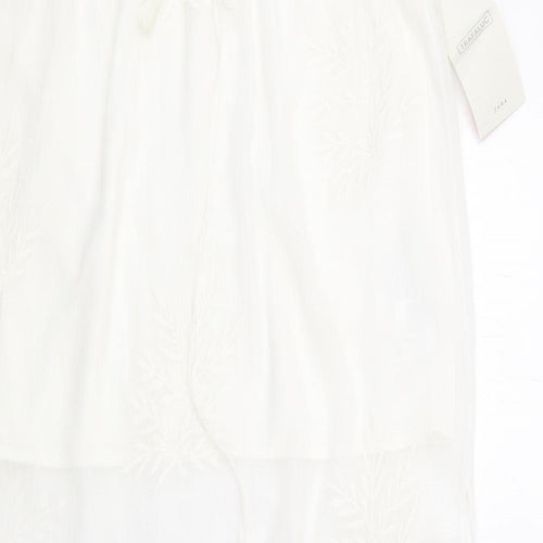 Zara Womens Ivory Polyester A-Line Skirt Size M Drawstring