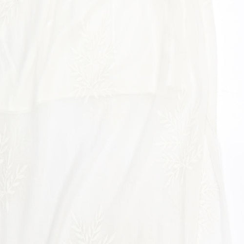 Zara Womens Ivory Polyester A-Line Skirt Size M Drawstring