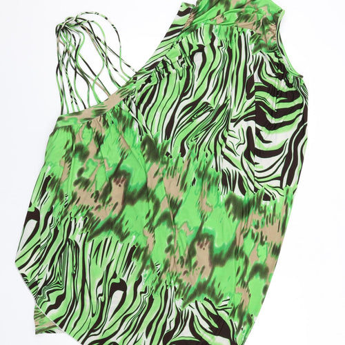 Lovedrobe Womens Green Geometric Polyester Basic Blouse Size 26 One Shoulder