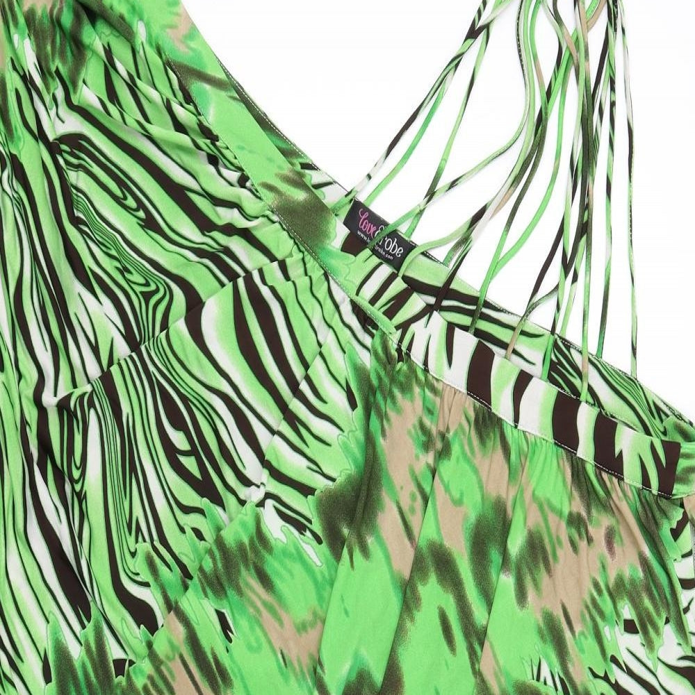 Lovedrobe Womens Green Geometric Polyester Basic Blouse Size 26 One Shoulder