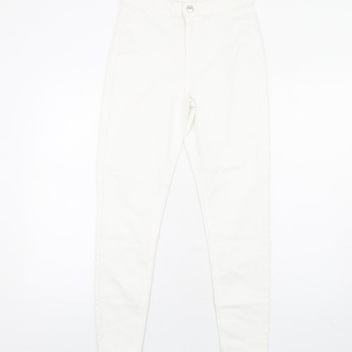 Marks and Spencer Womens White Cotton Skinny Jeans Size 10 L29 in Regular Zip