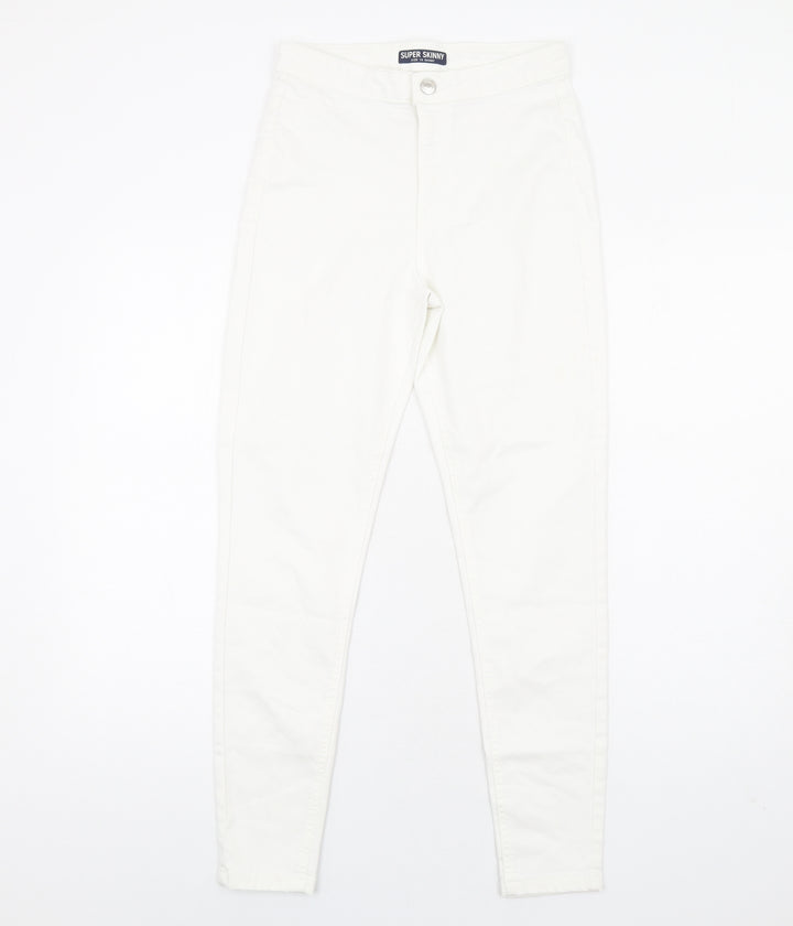 Marks and Spencer Womens White Cotton Skinny Jeans Size 10 L29 in Regular Zip