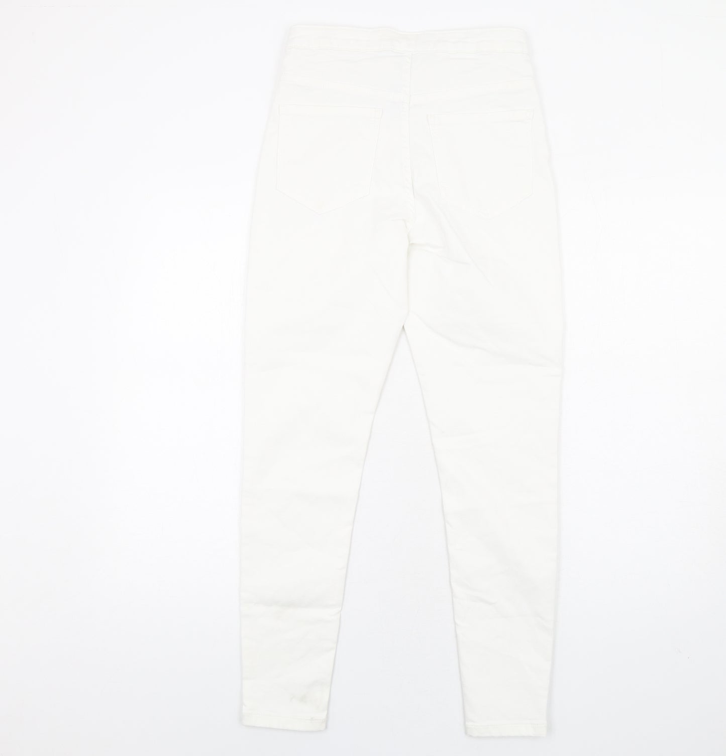 Marks and Spencer Womens White Cotton Skinny Jeans Size 10 L29 in Regular Zip