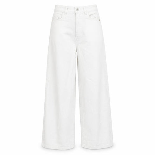 Denim & Co. Womens White Cotton Wide-Leg Jeans Size 4 L25 in Regular Zip