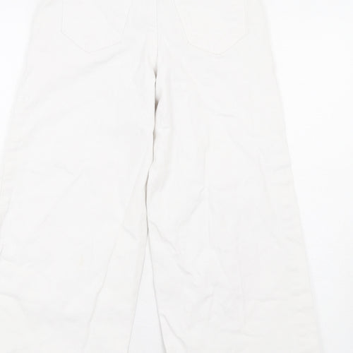 Denim & Co. Womens White Cotton Wide-Leg Jeans Size 4 L25 in Regular Zip