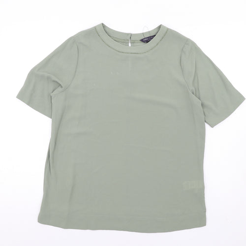 Marks and Spencer Womens Green Polyester Basic Blouse Size 12 Round Neck