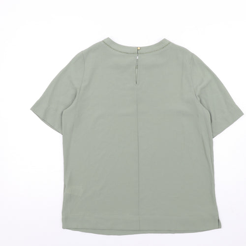 Marks and Spencer Womens Green Polyester Basic Blouse Size 12 Round Neck