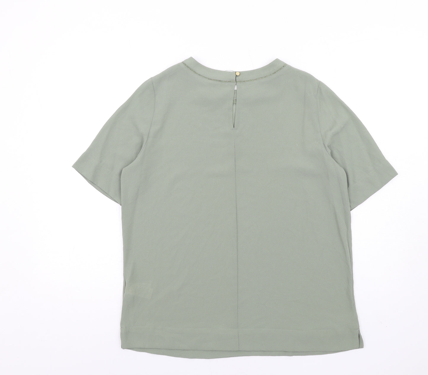 Marks and Spencer Womens Green Polyester Basic Blouse Size 12 Round Neck