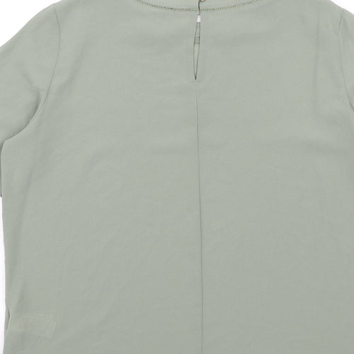 Marks and Spencer Womens Green Polyester Basic Blouse Size 12 Round Neck