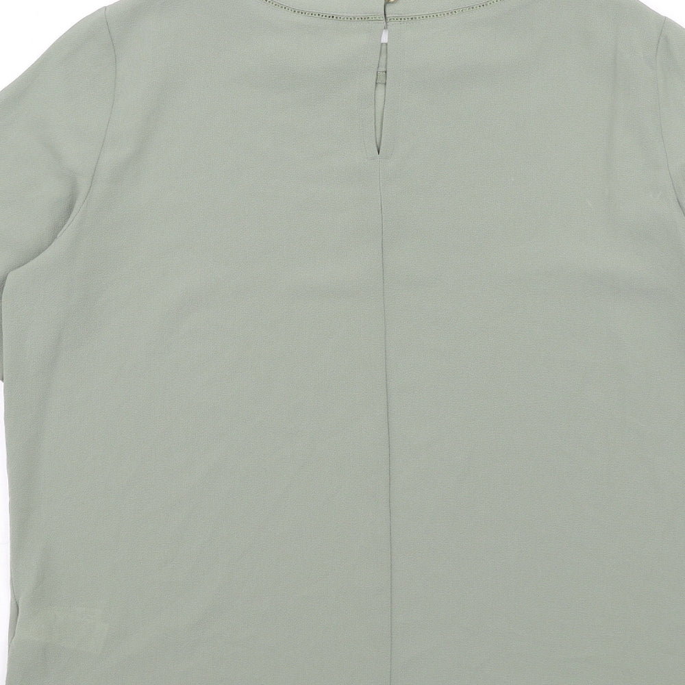 Marks and Spencer Womens Green Polyester Basic Blouse Size 12 Round Neck