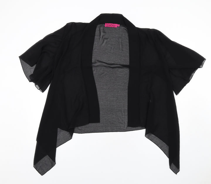 Boohoo Womens Black Polyester Kimono T-Shirt Size 10 V-Neck