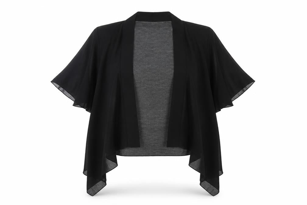 Boohoo Womens Black Polyester Kimono T-Shirt Size 10 V-Neck