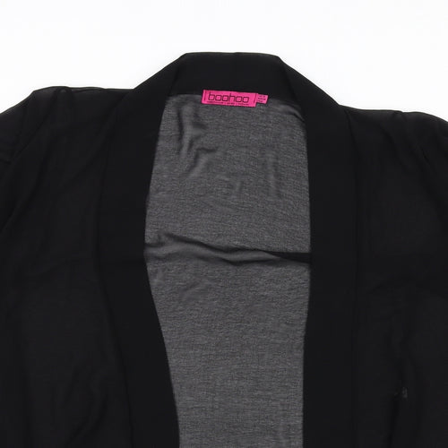 Boohoo Womens Black Polyester Kimono T-Shirt Size 10 V-Neck