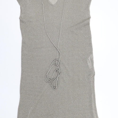 Zara Womens Brown Polyester A-Line Size S V-Neck Pullover
