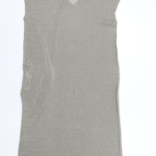 Zara Womens Brown Polyester A-Line Size S V-Neck Pullover