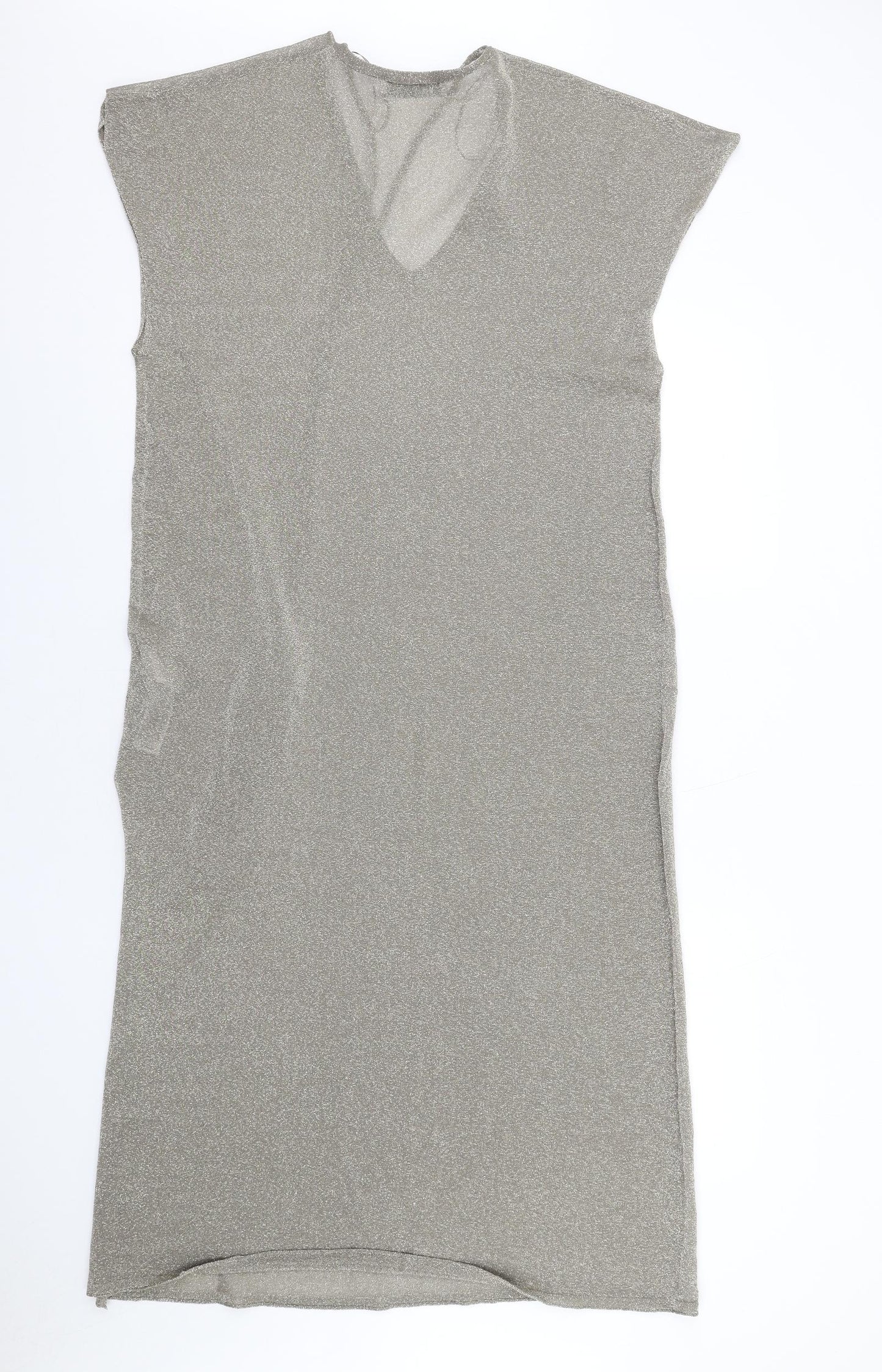 Zara Womens Brown Polyester A-Line Size S V-Neck Pullover