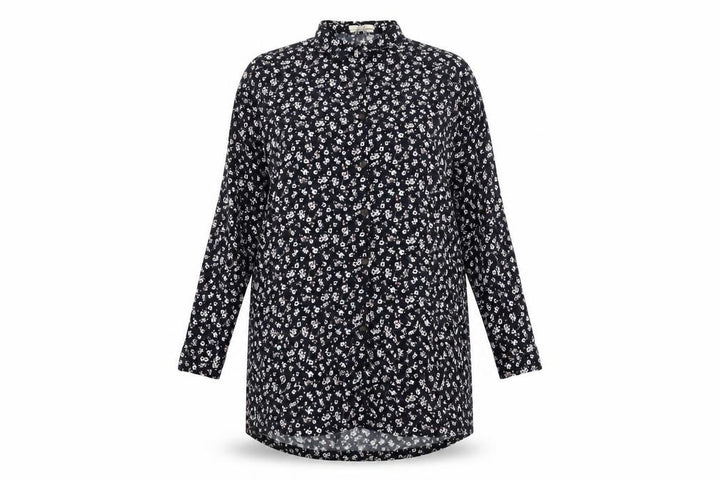 Pull&Bear Womens Blue Floral Viscose Shirt Dress Size L Collared Button