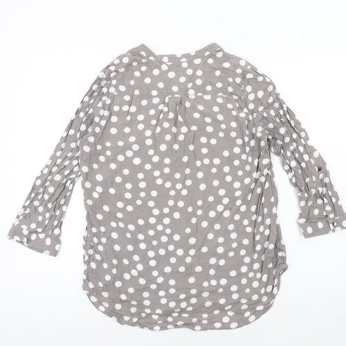 M&Co Womens Grey Polka Dot Viscose Basic T-Shirt Size 12 V-Neck