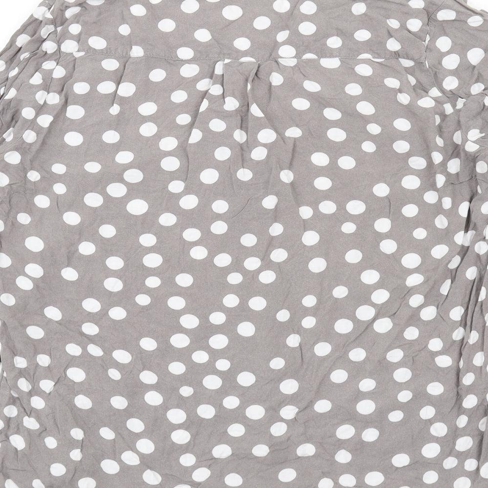 M&Co Womens Grey Polka Dot Viscose Basic T-Shirt Size 12 V-Neck