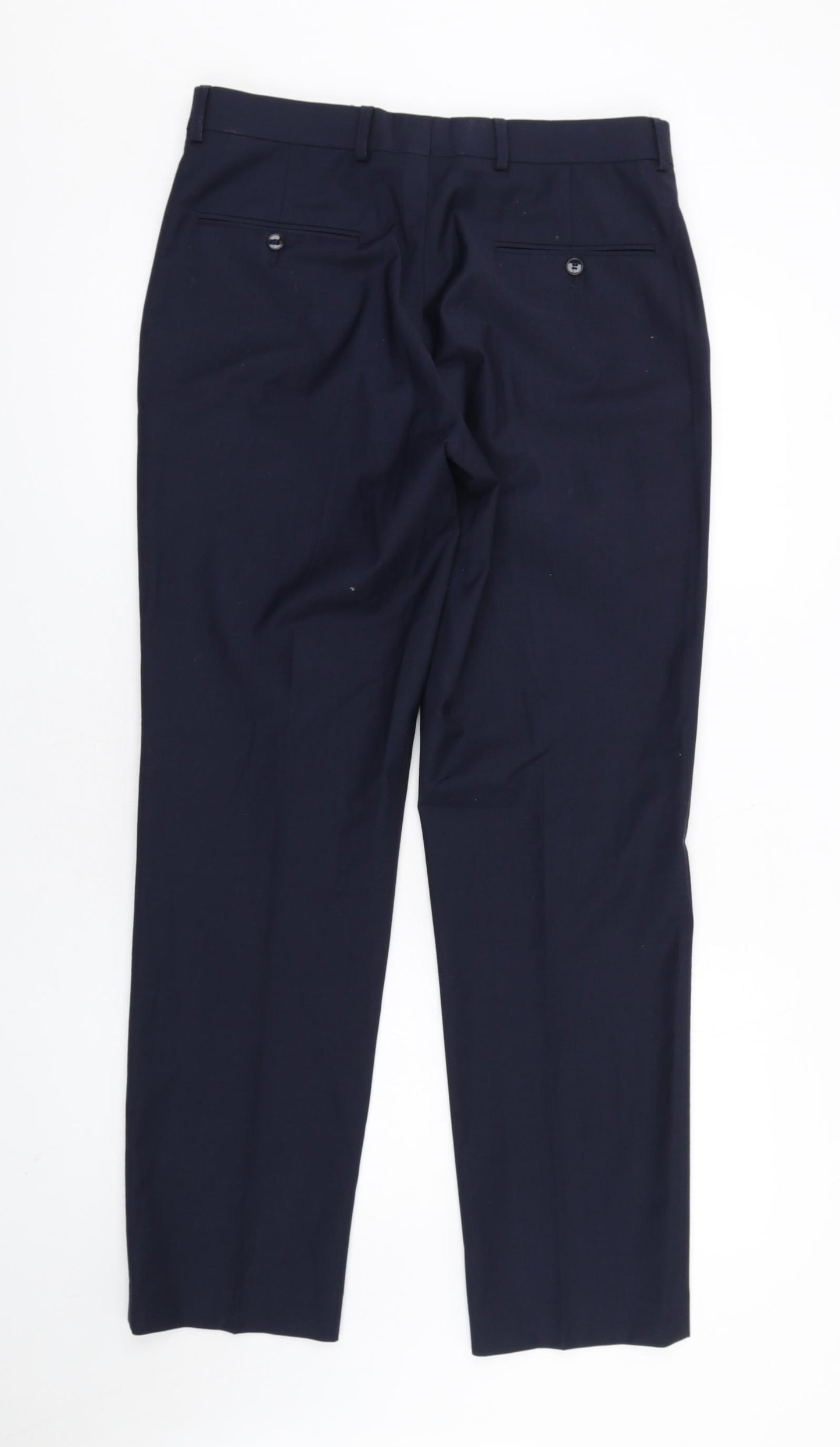 Yunsa Mens Blue Wool Dress Pants Trousers Size 34 in L31 in Regular Zip