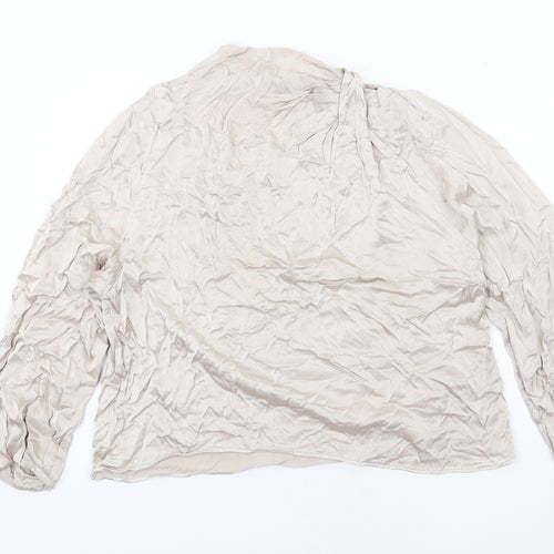 Ghost Womens Beige Viscose Basic Blouse Size XL Mock Neck