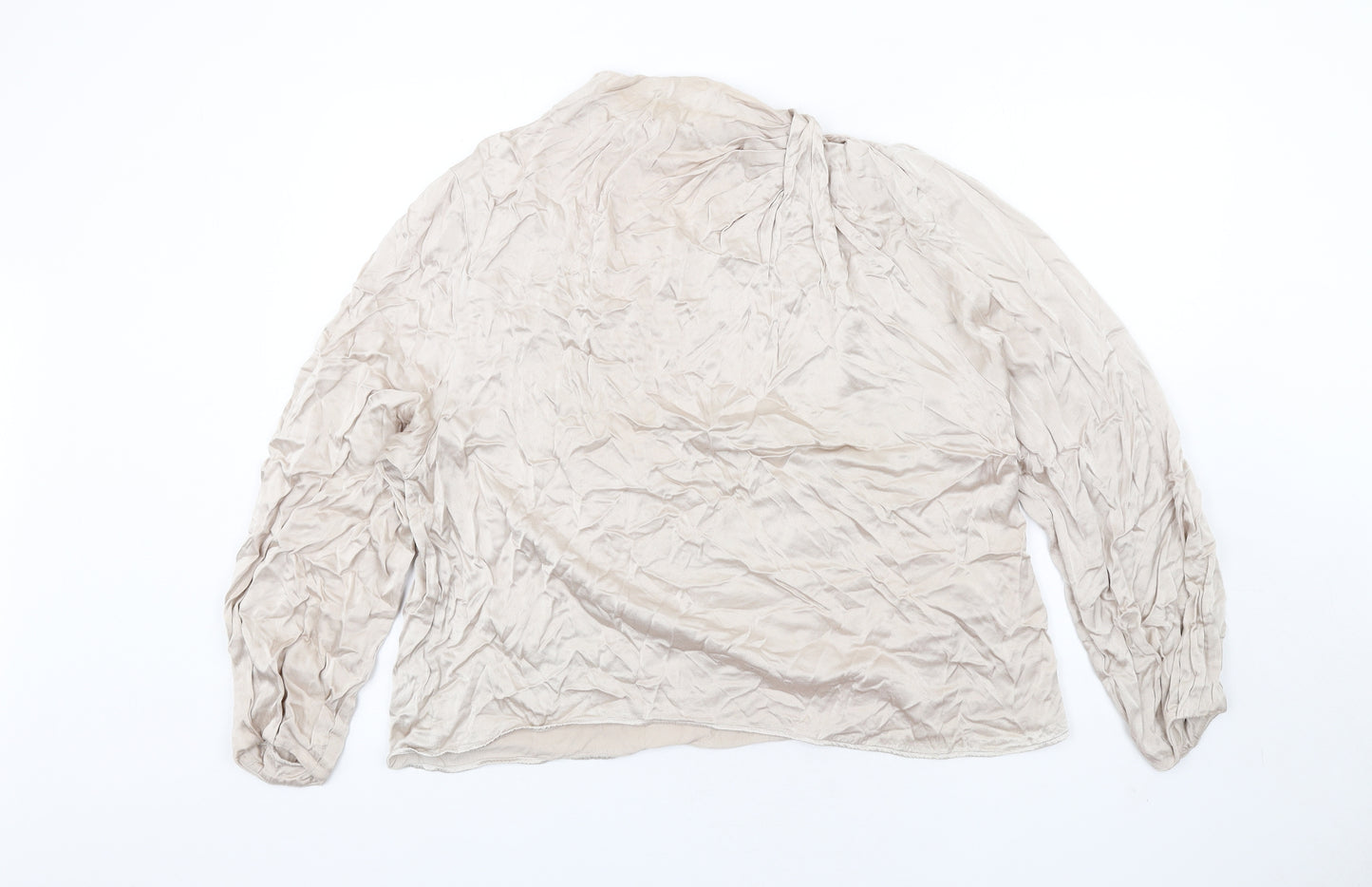 Ghost Womens Beige Viscose Basic Blouse Size XL Mock Neck