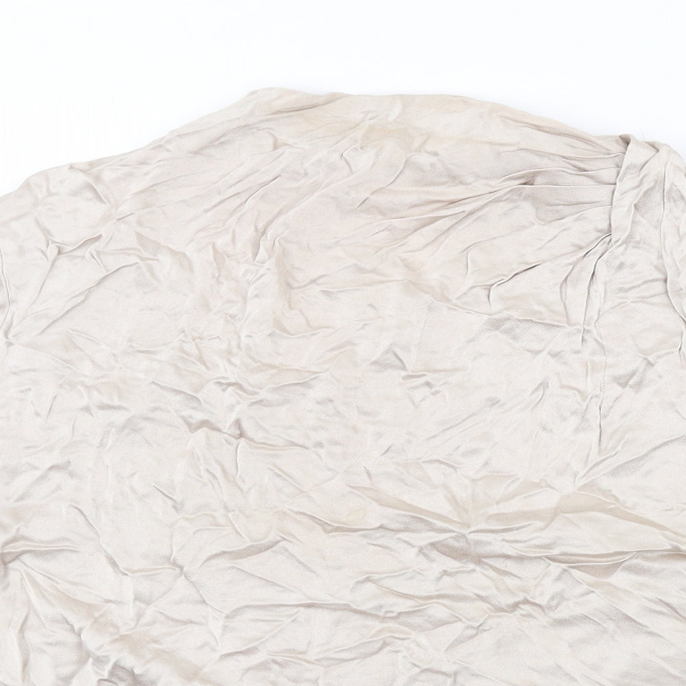 Ghost Womens Beige Viscose Basic Blouse Size XL Mock Neck