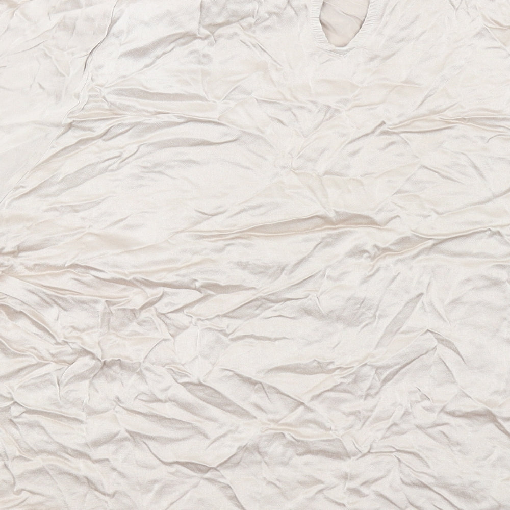 Ghost Womens Beige Viscose Basic Blouse Size XL Mock Neck