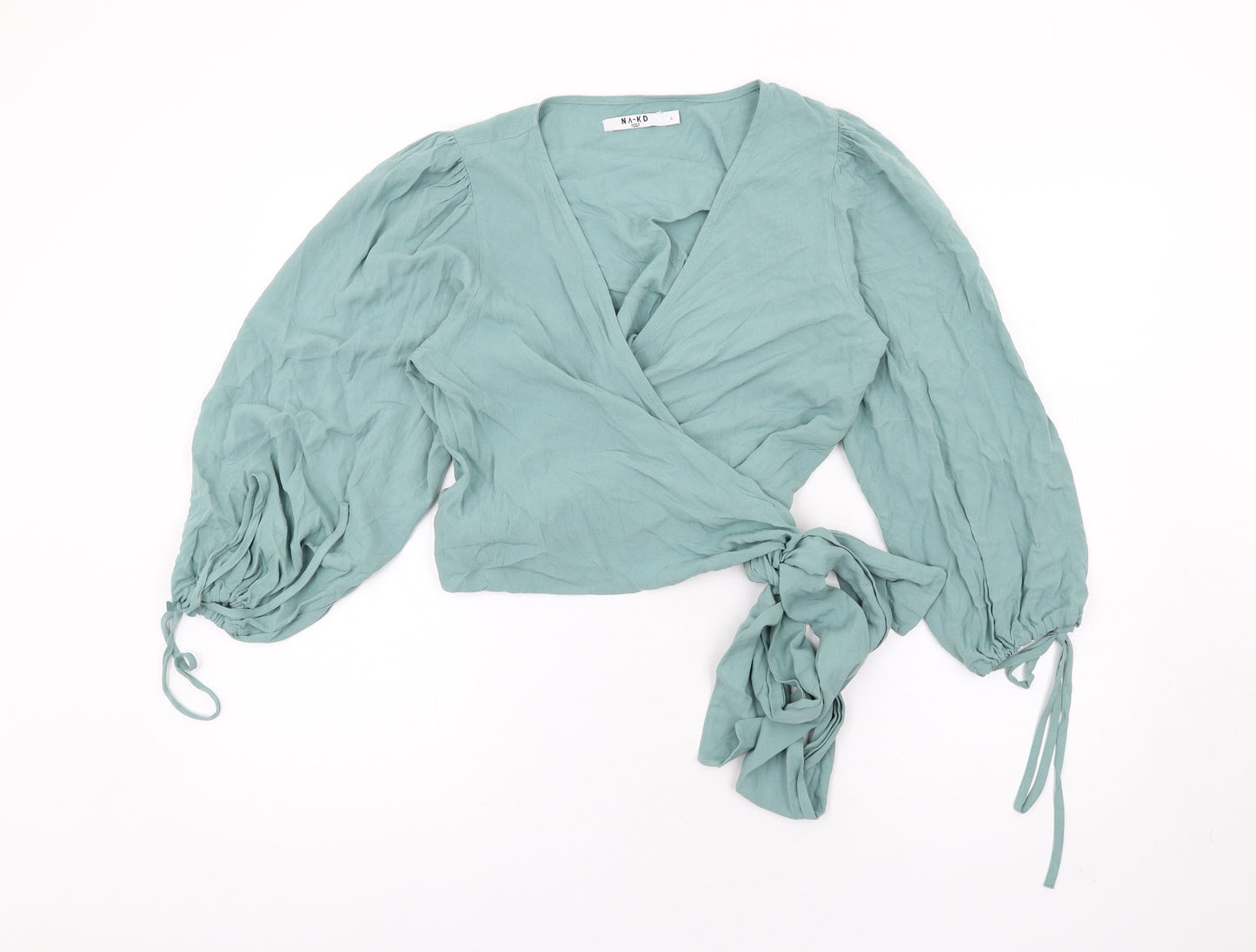 Nakd Womens Green Viscose Wrap Blouse Size L V-Neck