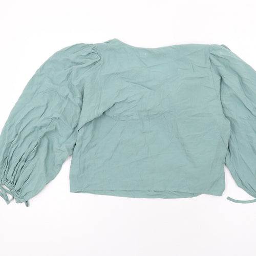 Nakd Womens Green Viscose Wrap Blouse Size L V-Neck