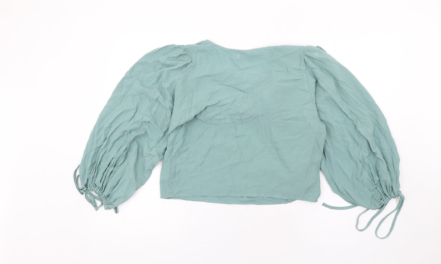 Nakd Womens Green Viscose Wrap Blouse Size L V-Neck