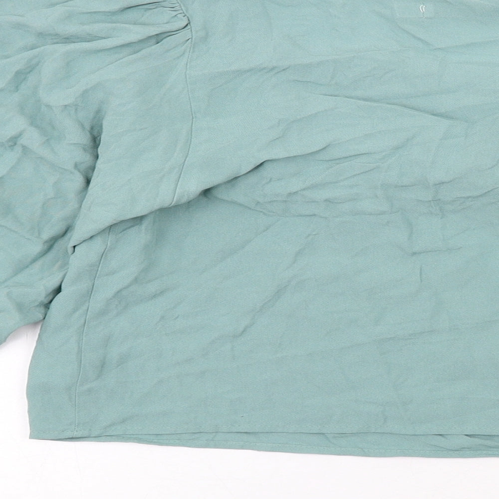 Nakd Womens Green Viscose Wrap Blouse Size L V-Neck