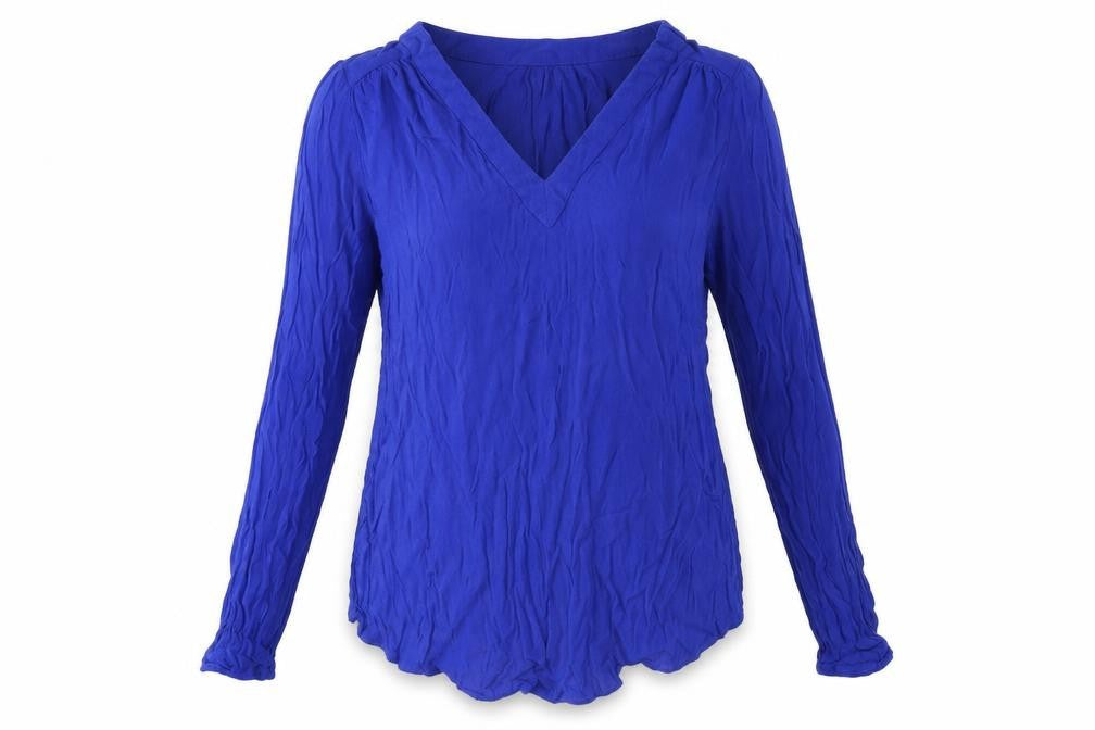 H&M Womens Blue Viscose Basic Blouse Size S V-Neck