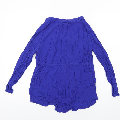 H&M Womens Blue Viscose Basic Blouse Size S V-Neck
