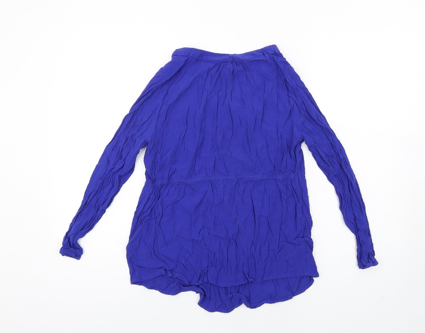 H&M Womens Blue Viscose Basic Blouse Size S V-Neck
