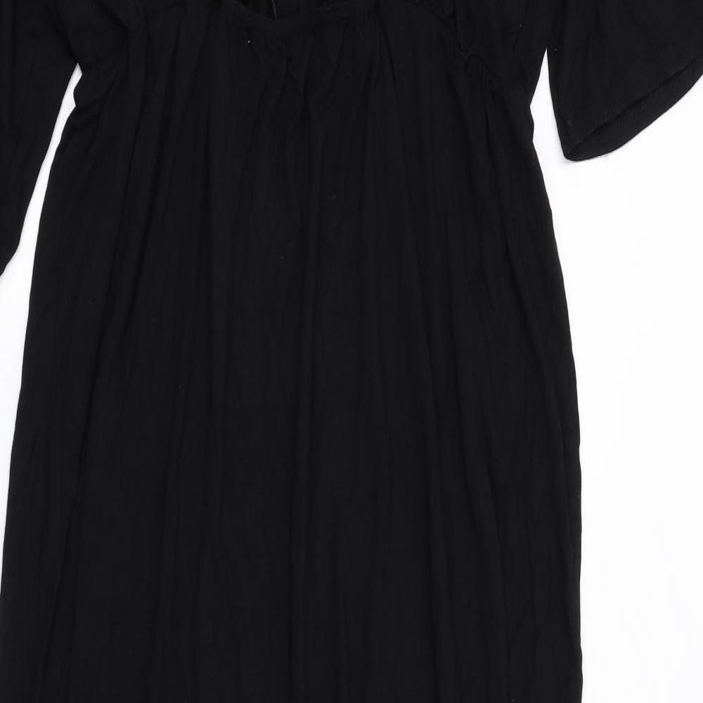 Boohoo Womens Black Viscose A-Line Size 18 V-Neck Pullover - Cold Shoulder