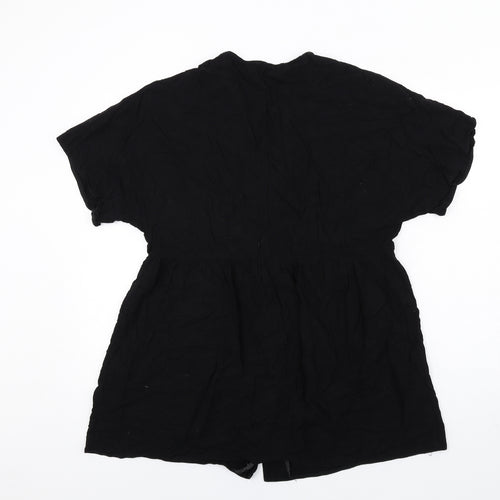 ASOS Womens Black Viscose Trapeze & Swing Size 10 V-Neck Button