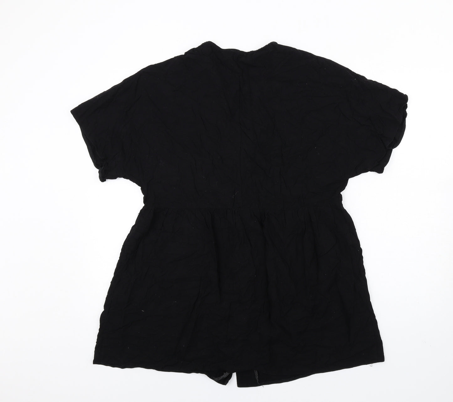 ASOS Womens Black Viscose Trapeze & Swing Size 10 V-Neck Button