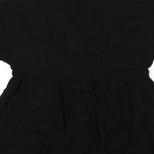 ASOS Womens Black Viscose Trapeze & Swing Size 10 V-Neck Button