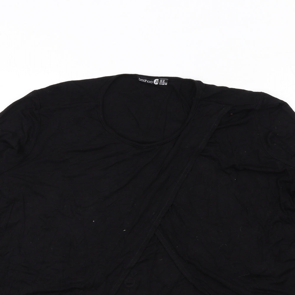 Boohoo Womens Black Viscose Basic T-Shirt Size 14 Round Neck